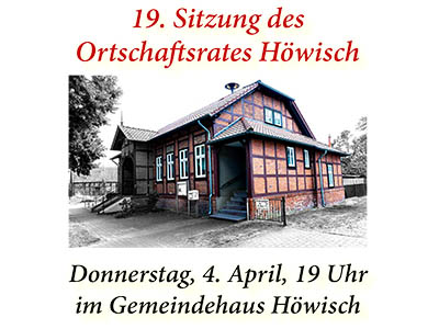 Grafik Terminkalender für Ortschaftsrat Höwisch mit Foto Gemeindehaus Höwisch