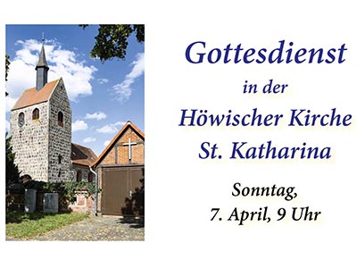 Grafik Terminkalender für Gottesdienst in Höwisch mit Foto Dorfkirche Höwisch